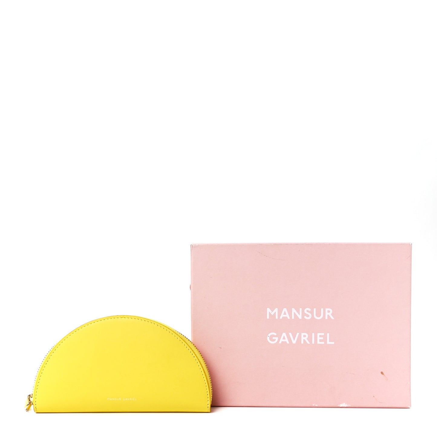 Calfskin Half Moon Clutch Yellow