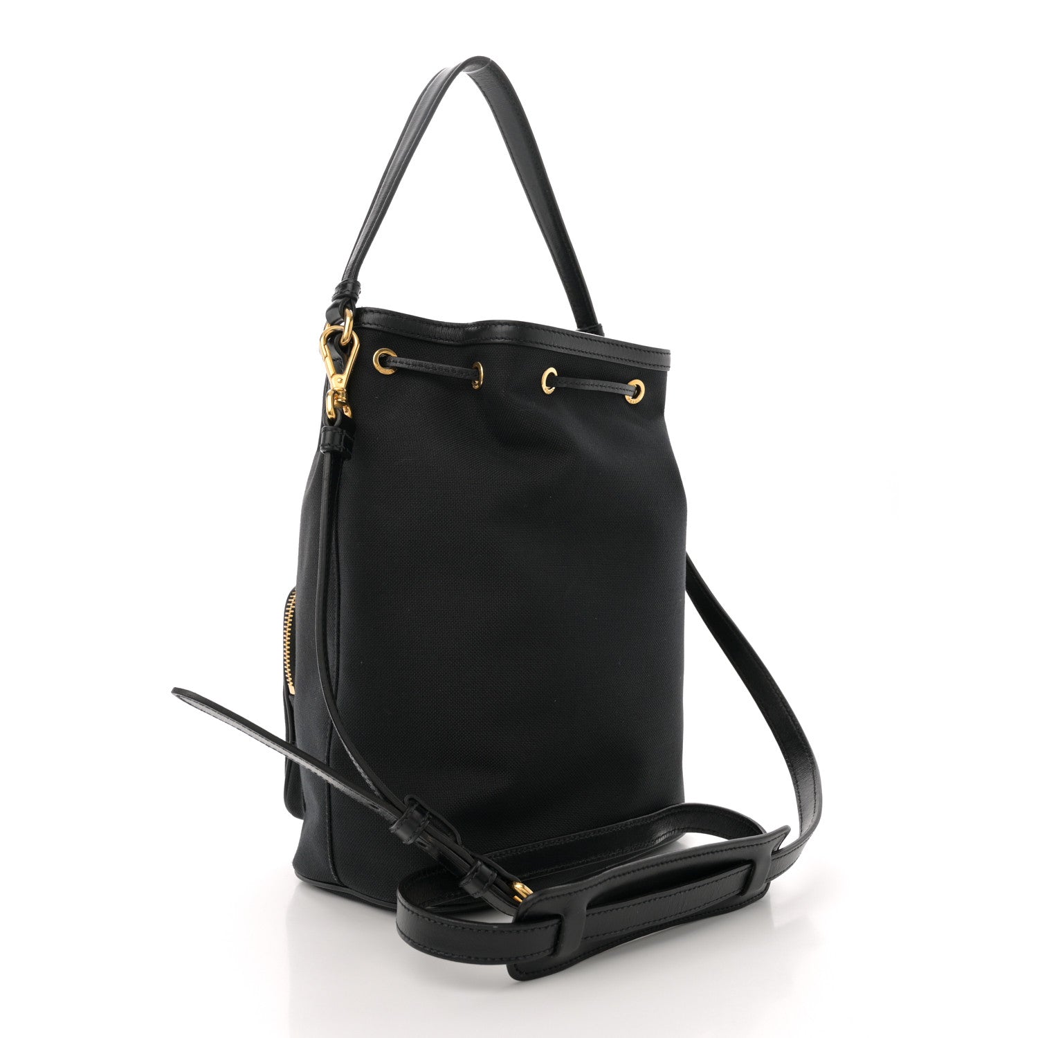Prada Jacquard Logo Mini Bucket Crossbody Bag Black 3 of 11