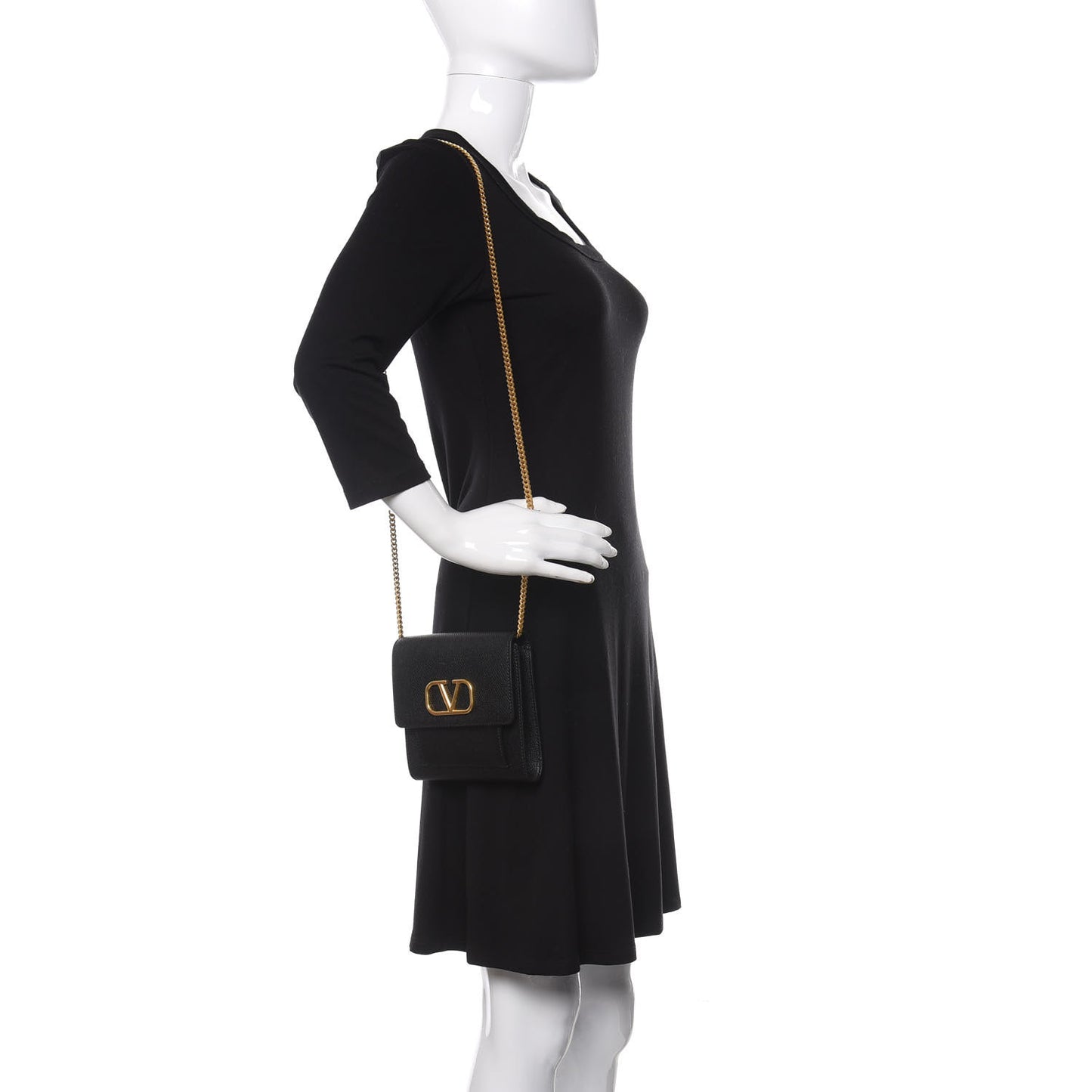 Calfskin VLogo Crossbody Bag Black