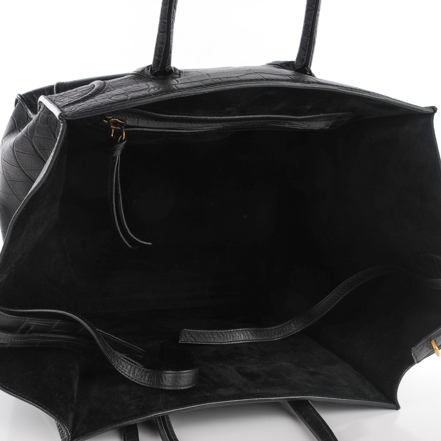 Crocodile Embossed Calfskin Medium Phantom Luggage Black