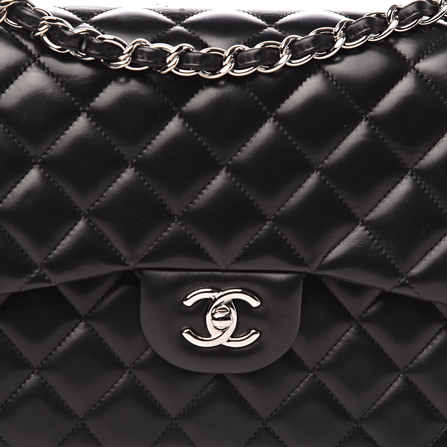 Chanel Lambskin Quilted Jumbo Double Flap Black 10 of 11