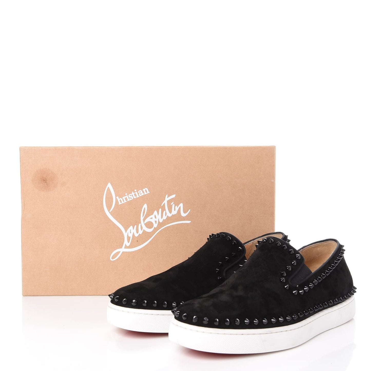 Mens Veau Velours Spike Pik Boat Flat 43.5 Black