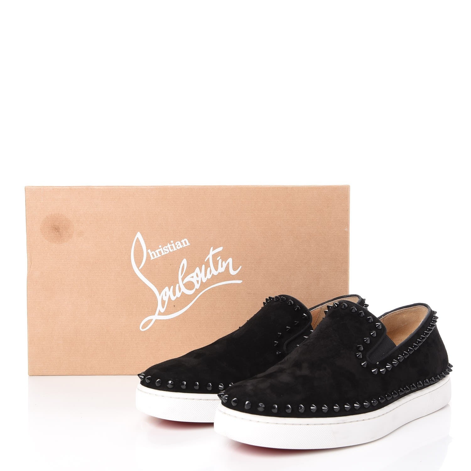 Christian Louboutin Mens Veau Velours Spike Pik Boat Flat 43.5 Black 14 of 14