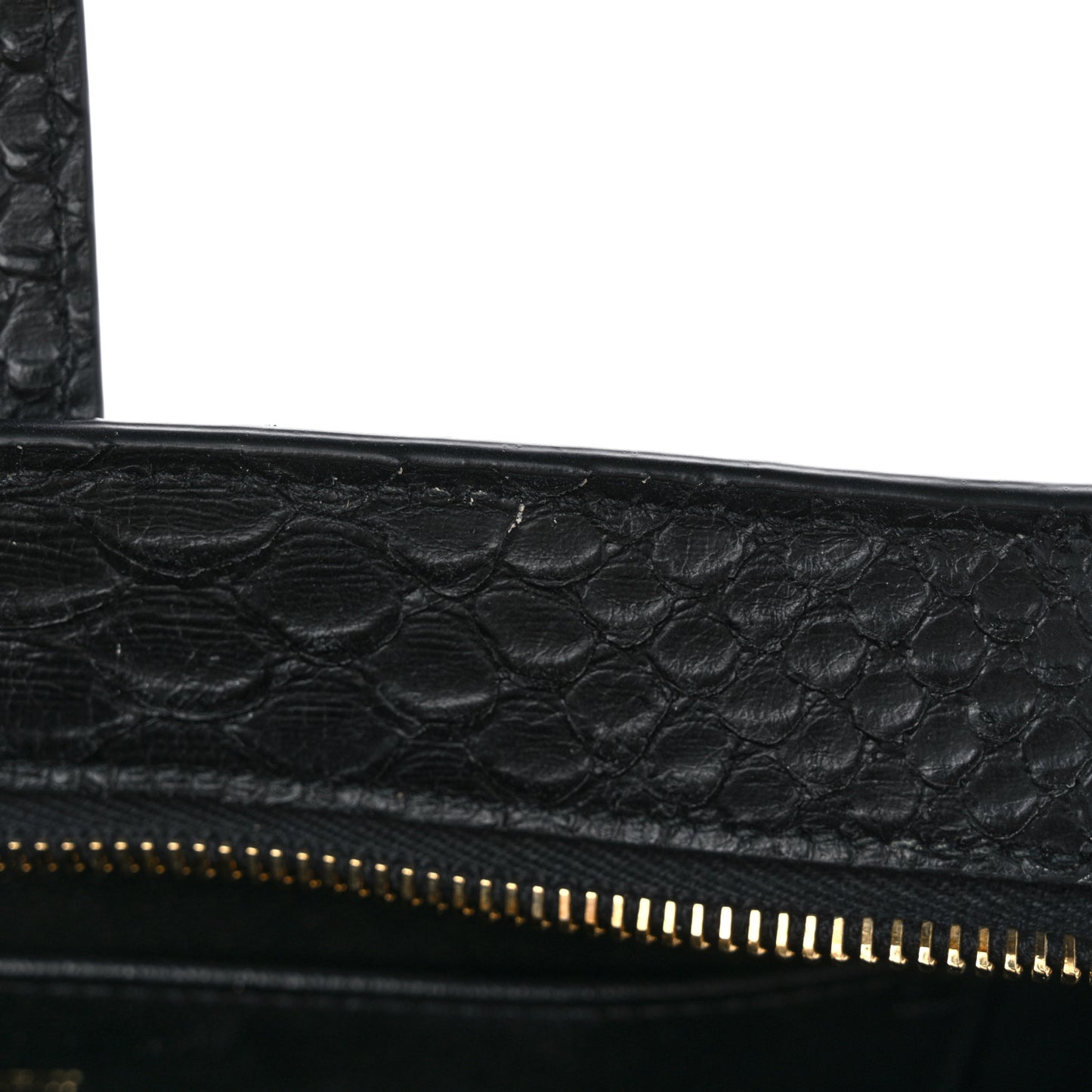 Python Calfskin Embossed Monogram Baby Cabas Black