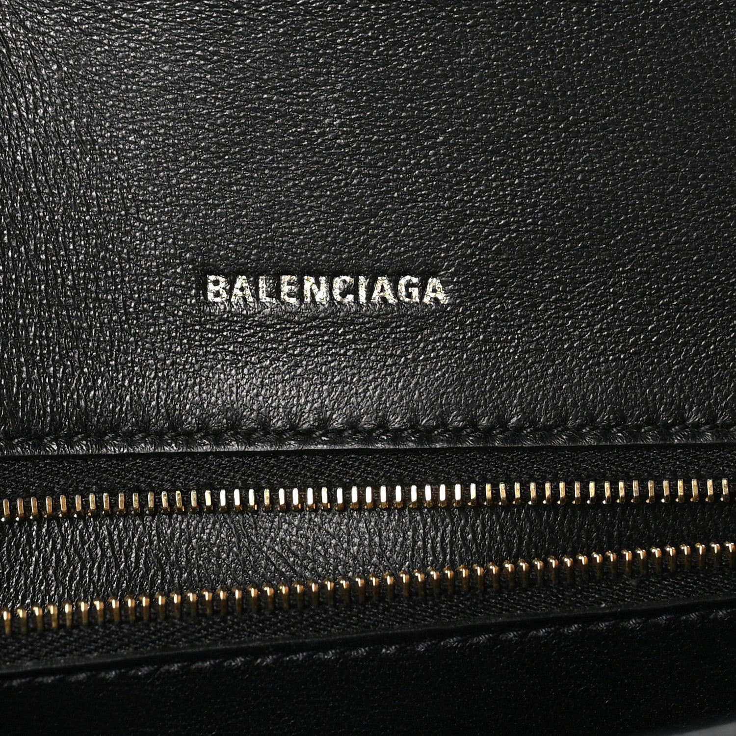 Balenciaga Shiny Calfskin Crocodile Embossed Small Hourglass Top Handle Bag Black 6 of 11