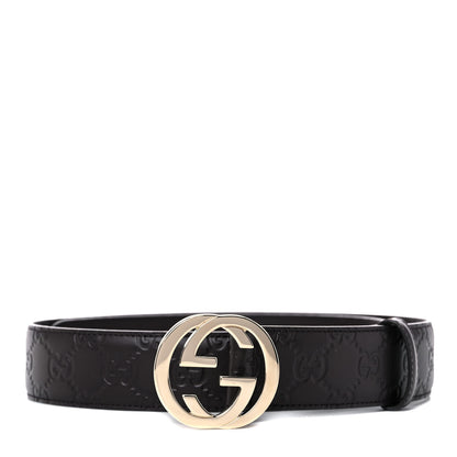 Gucci Guccissima Signature Interlocking G 37mm Belt 85 34 Black 1 of 4