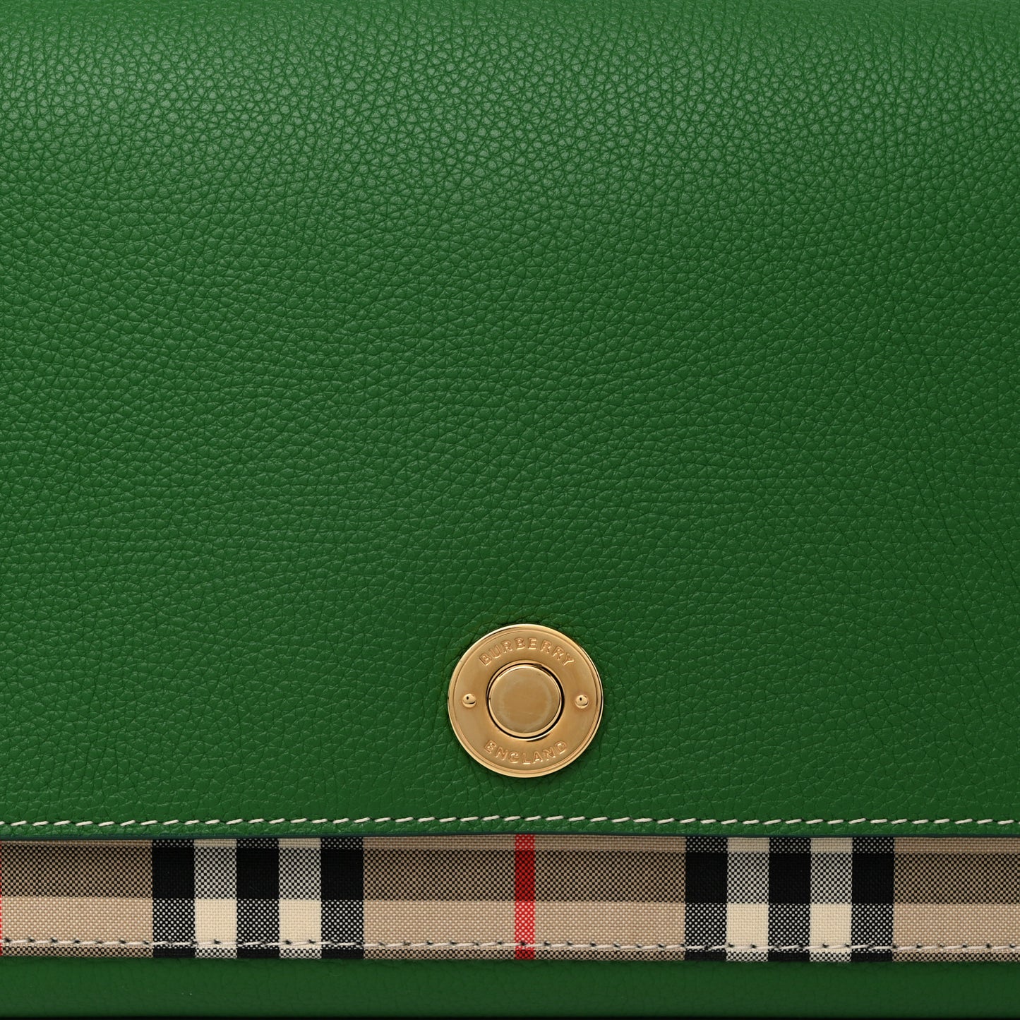 Grainy Calfskin Vintage Check Note Crossbody Bag Ivy Green