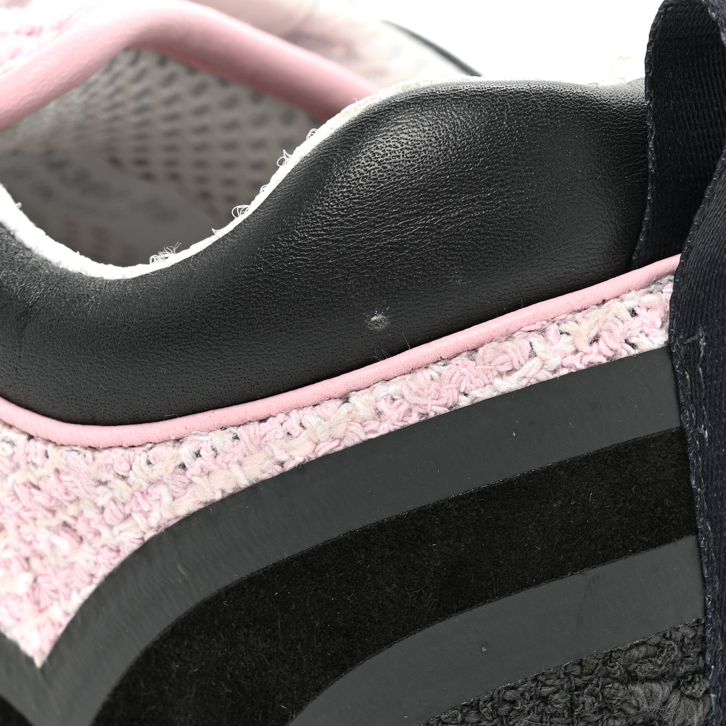 Tweed Suede Calfskin CC Sneakers 39 Gray Pink