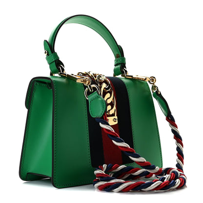 Gucci Vitello Fontanella Web Mini Sylvie Top Handle Bag Synthetic Green Garden 2 of 12