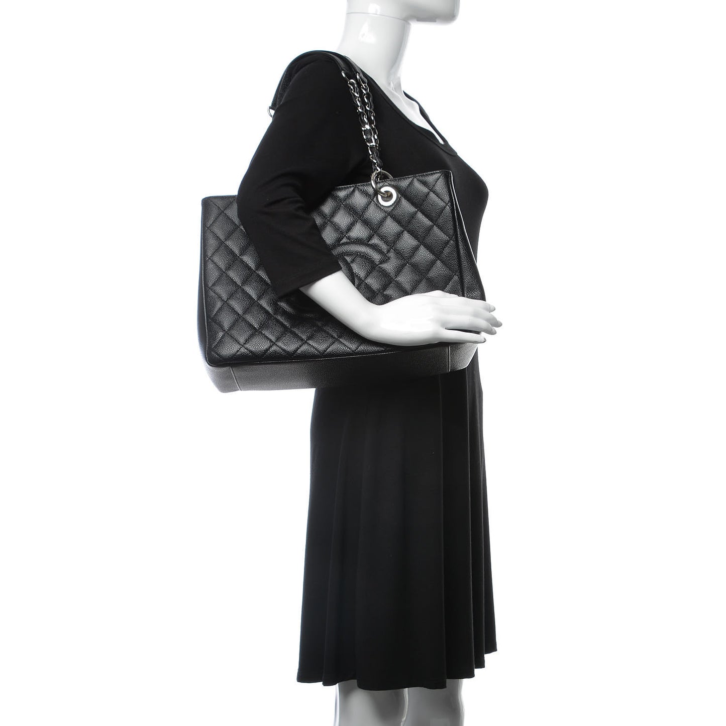Caviar Quilted Grand Shopping Tote GST Black