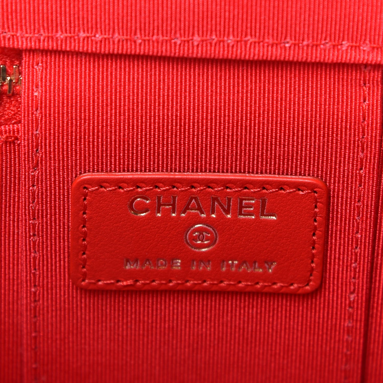 Chanel Lambskin Camellia Embossed Mini Vanity Case With Chain Red 6 of 8