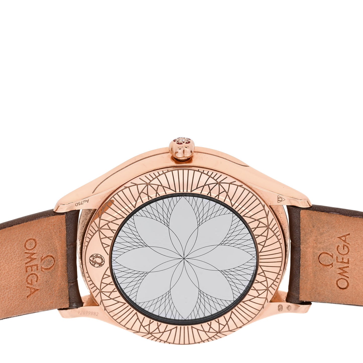 18K Sedna Gold Alligator Diamond Bezel 36mm De Ville Tr&eacute;sor Quartz Watch Brown 428.58.36.60.13.001