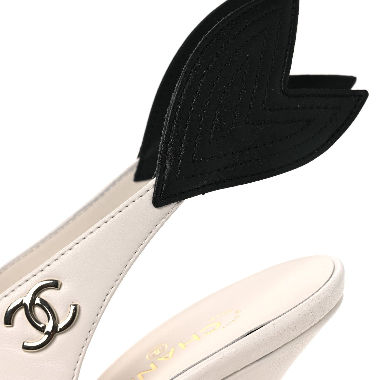 Chanel Lambskin Slingback Pumps 36.5 White Black 11 of 12