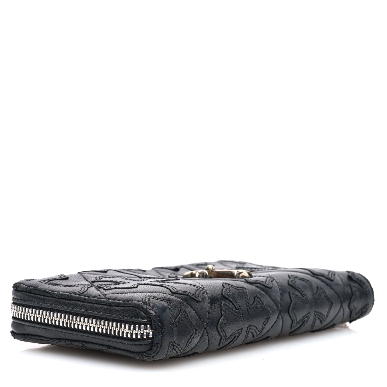 Chrome Hearts Lambskin Cemetery Cross Zip Wallet Black 6 of 6