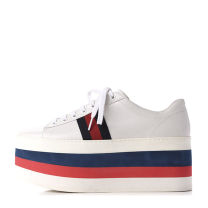 Gucci Calfskin Peggy Platform Sneakers 38 White 1 of 9