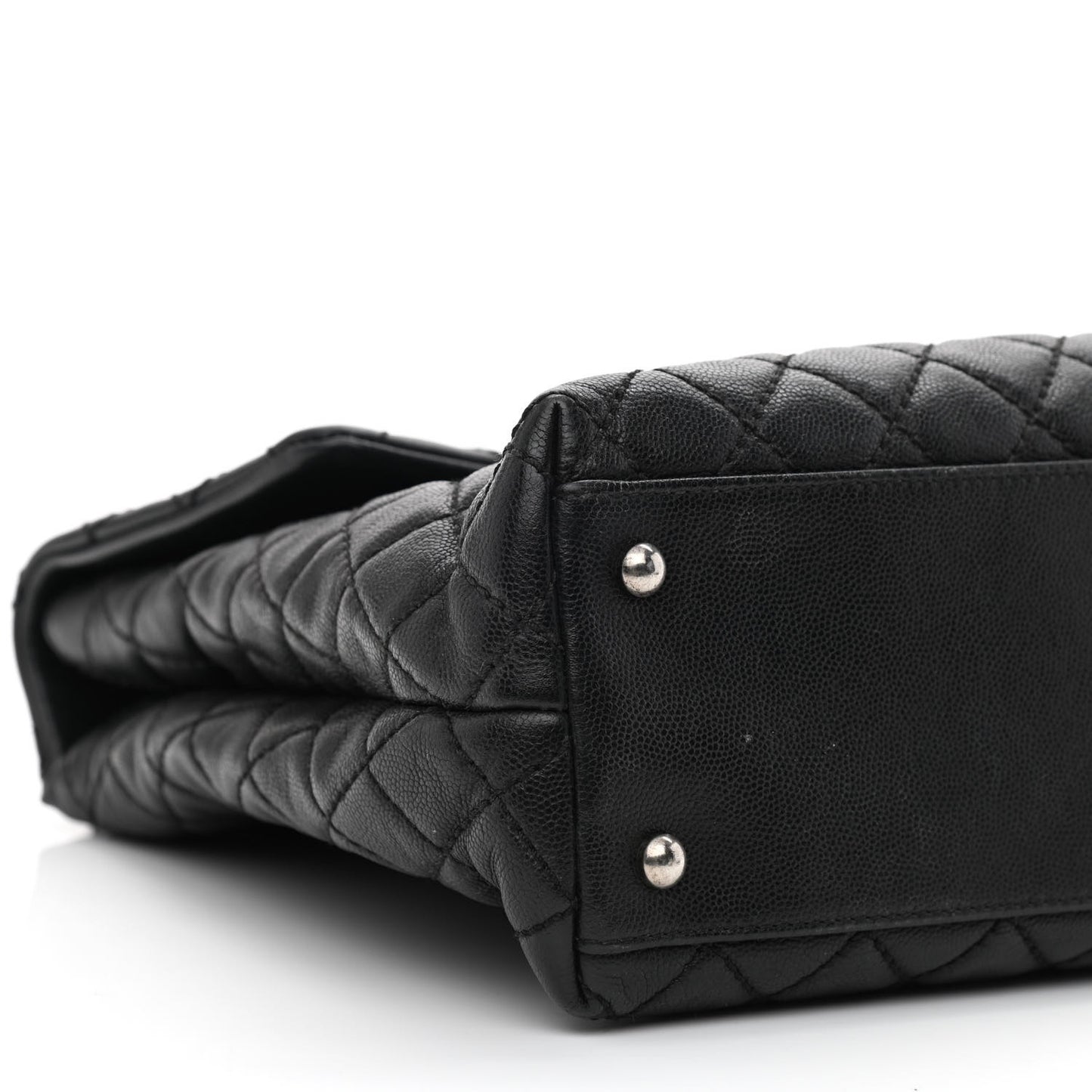 Caviar Lizard Quilted Large Coco Handle Flap Black