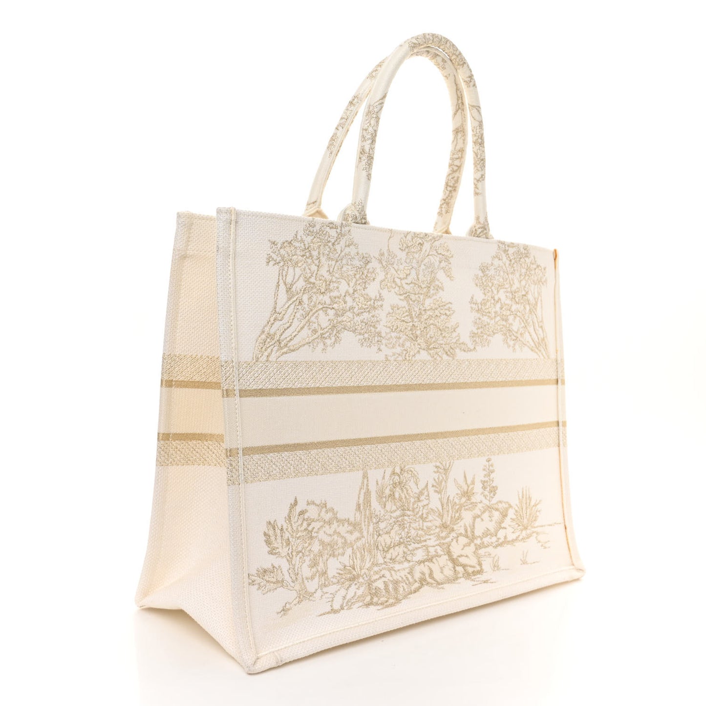 Canvas Embroidered Large Around The World Book Tote Gold