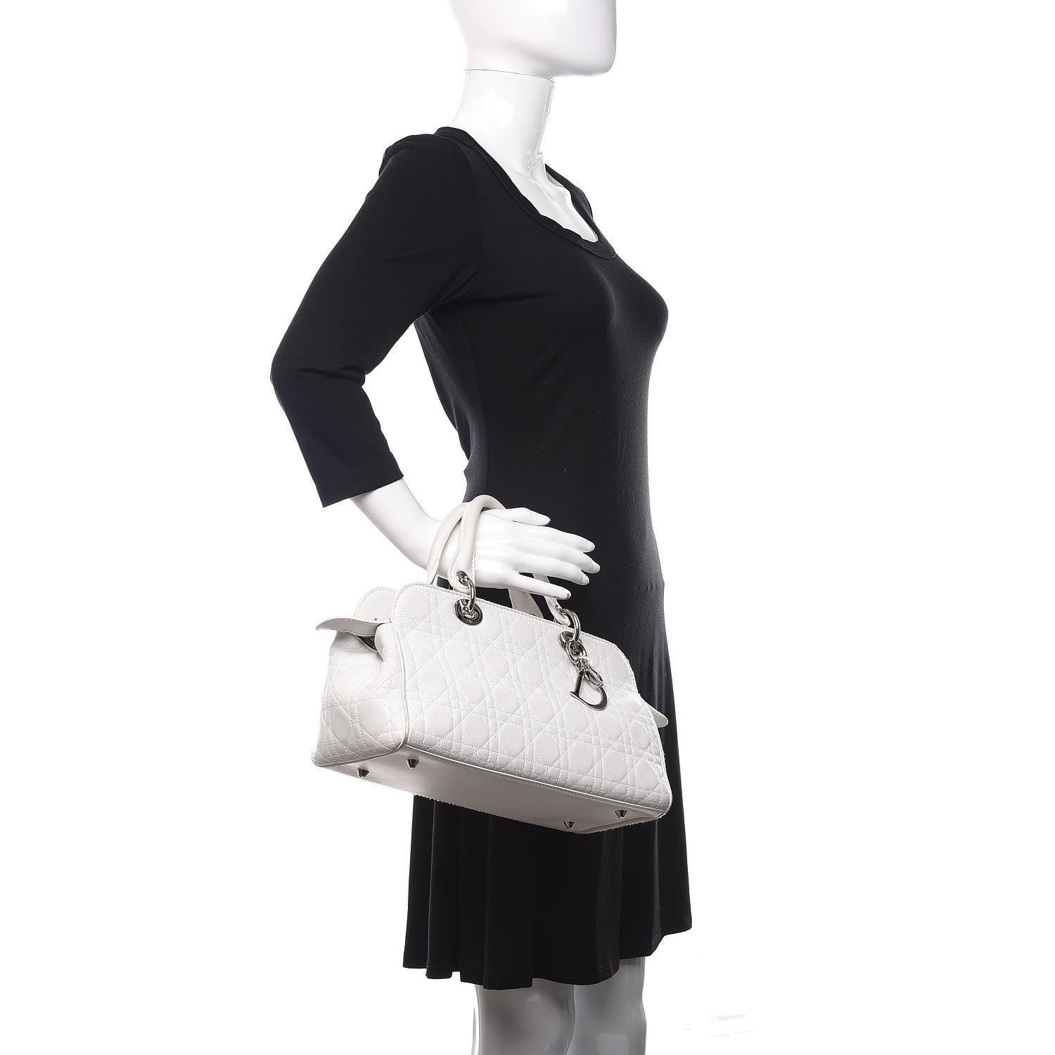 Christian Dior Lambskin Cannage Soft Lady Dior Satchel White 2 of 16