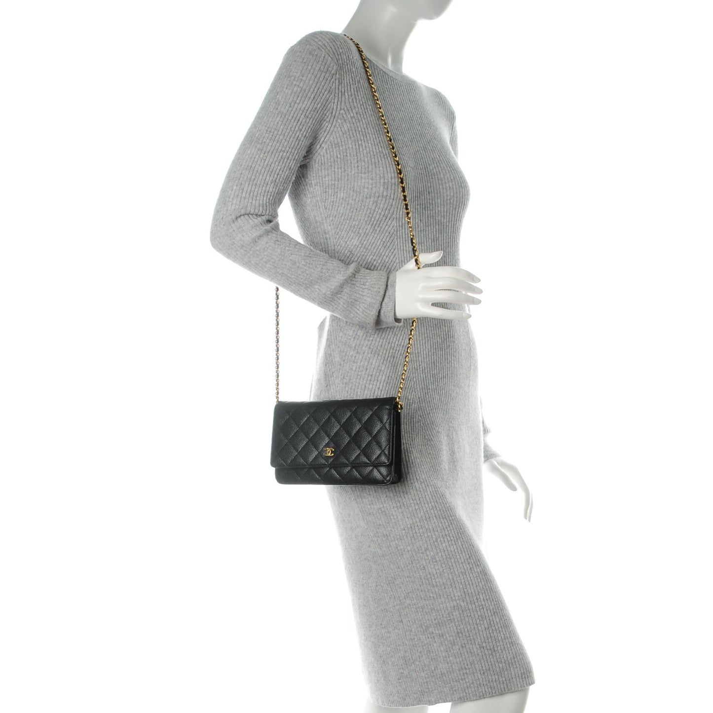 Caviar Quilted Wallet On Chain WOC Black