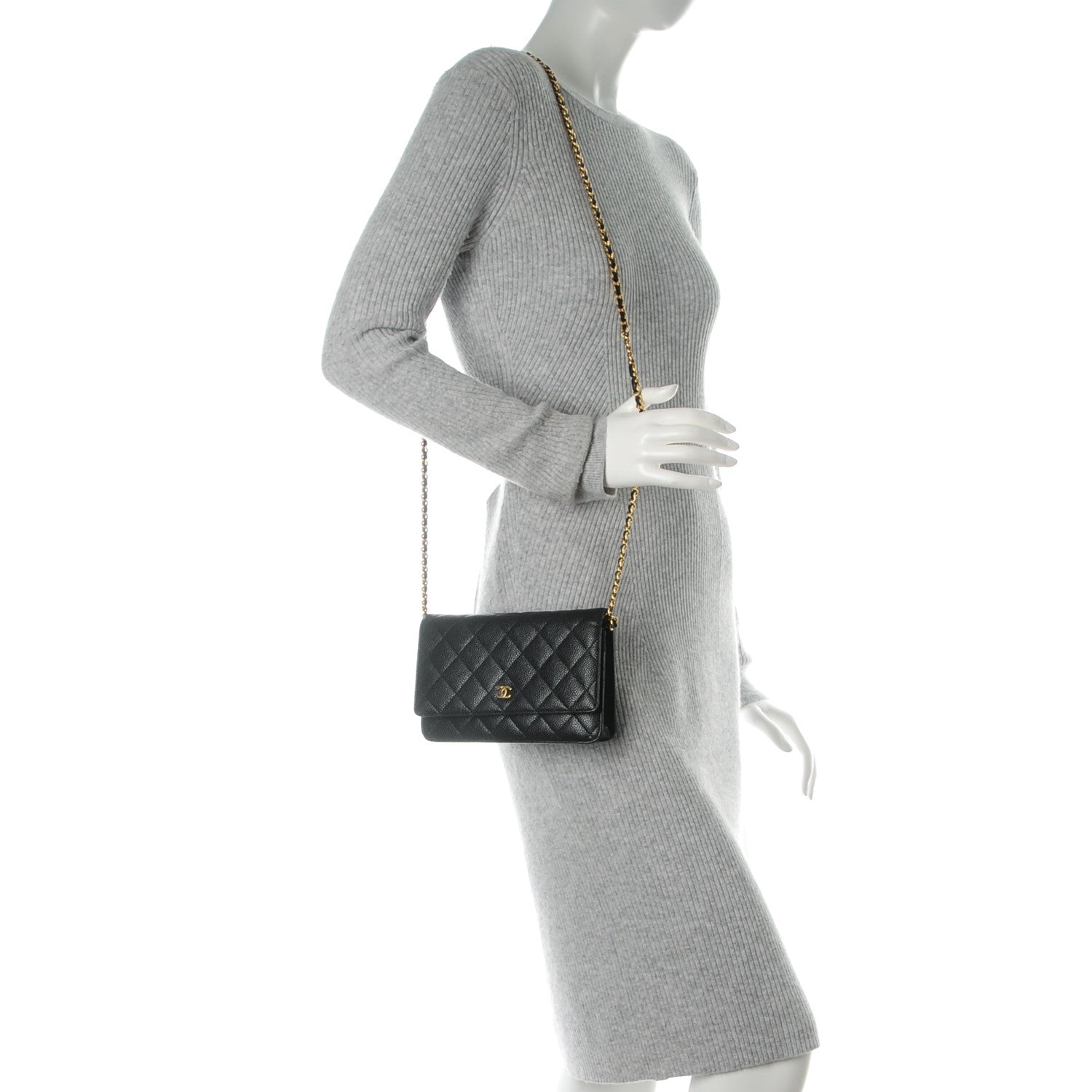 Chanel Caviar Quilted Wallet On Chain WOC Black 2 of 8