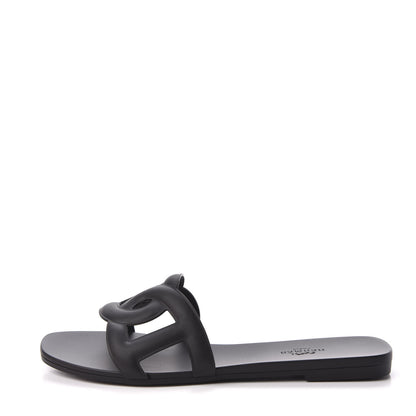 Hermes Rubber Aloha Sandals 37 Black 1 of 9