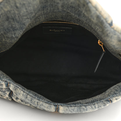 Saint Laurent Denim Quilted Small Loulou Puffer Monogram Chain Satchel Rodeo Blue 4 of 9
