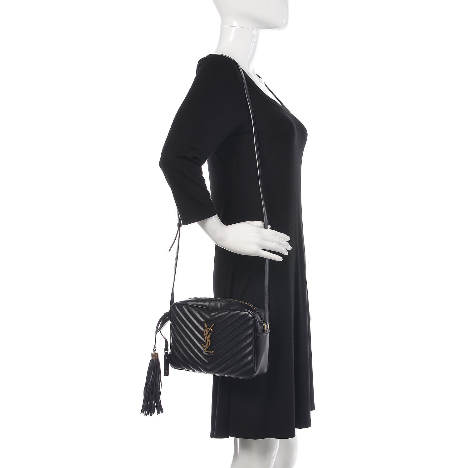 Saint Laurent Calfskin Matelasse Monogram Lou Camera Bag Black 2 of 8