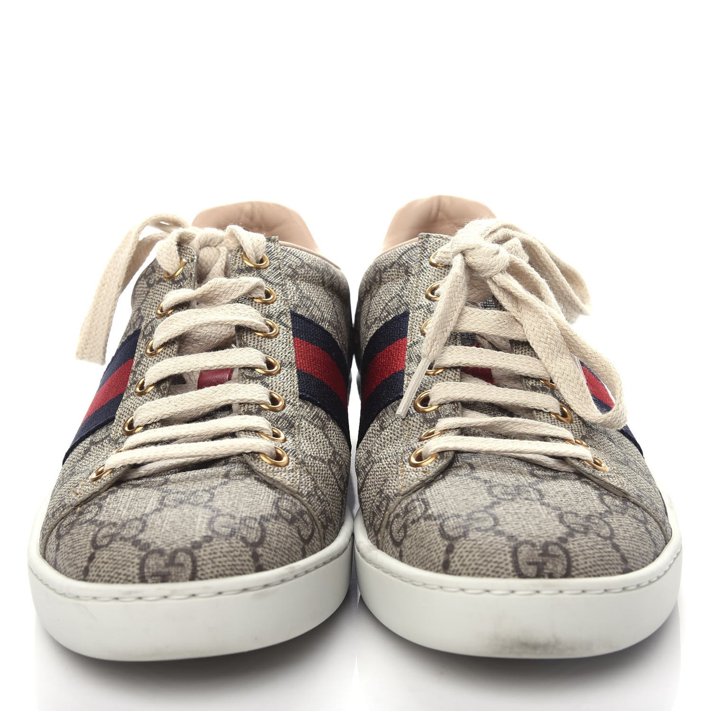 GG Supreme Monogram Womens Ace Low-Top Sneaker 37 Beige