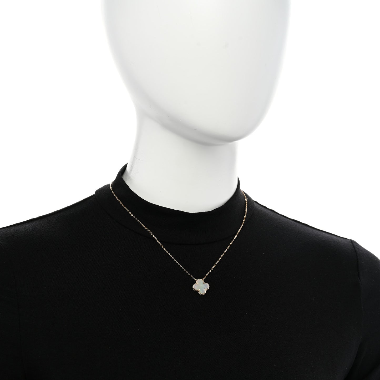 18K Yellow Gold Mother of Pearl Vintage Alhambra Pendant Necklace