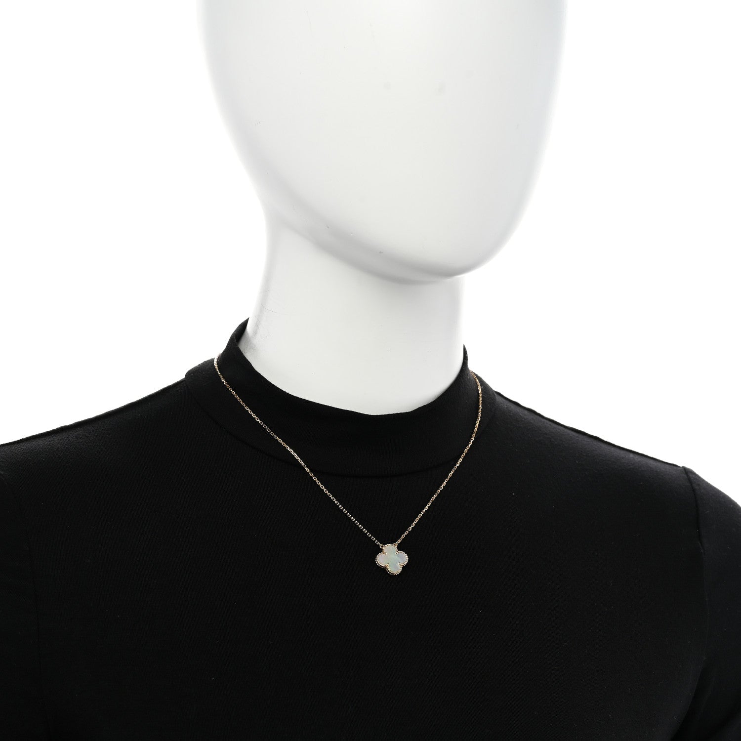 Van Cleef & Arpels 18K Yellow Gold Mother of Pearl Vintage Alhambra Pendant Necklace 2 of 6