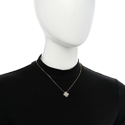 Van Cleef & Arpels 18K Yellow Gold Mother of Pearl Vintage Alhambra Pendant Necklace 2 of 6