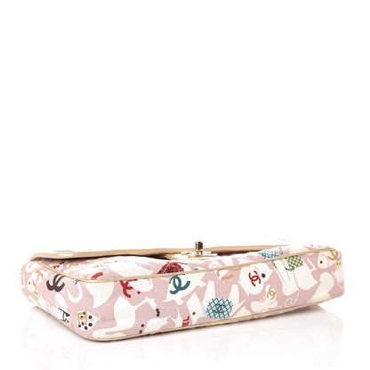 Chanel Canvas Printed Medium Single Flap Pink 4 of 8