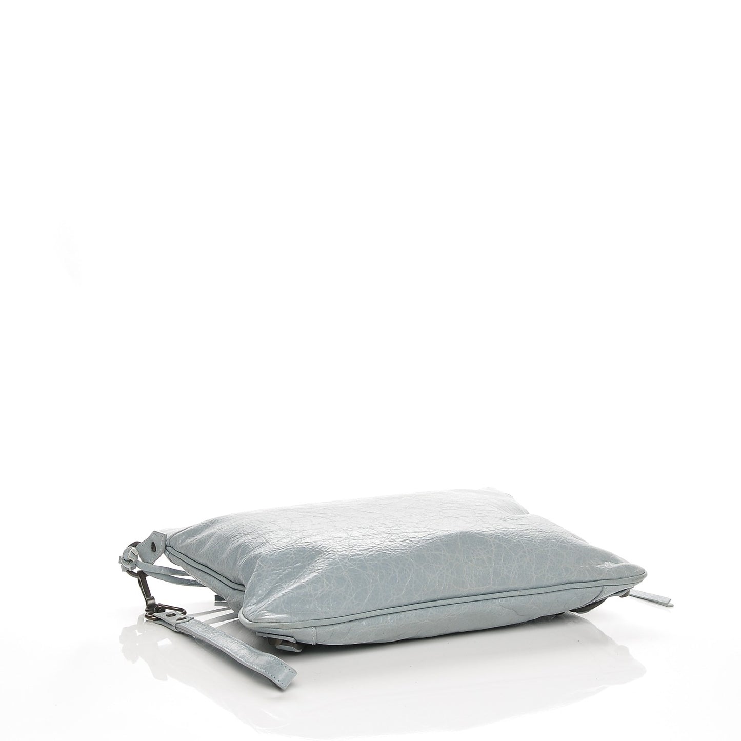 Agneau Classic Hardware Flat Handle Clutch Bleu Acier