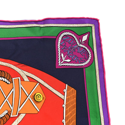 Hermes Silk Twill Zouaves Et Dragons Scarf 90 Rose Vif Rouge Violet 3 of 6