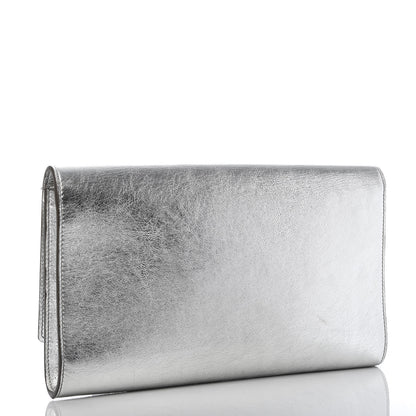 Saint Laurent Metallic Calfskin Monogram Large Belle De Jour Clutch Silver 2 of 8