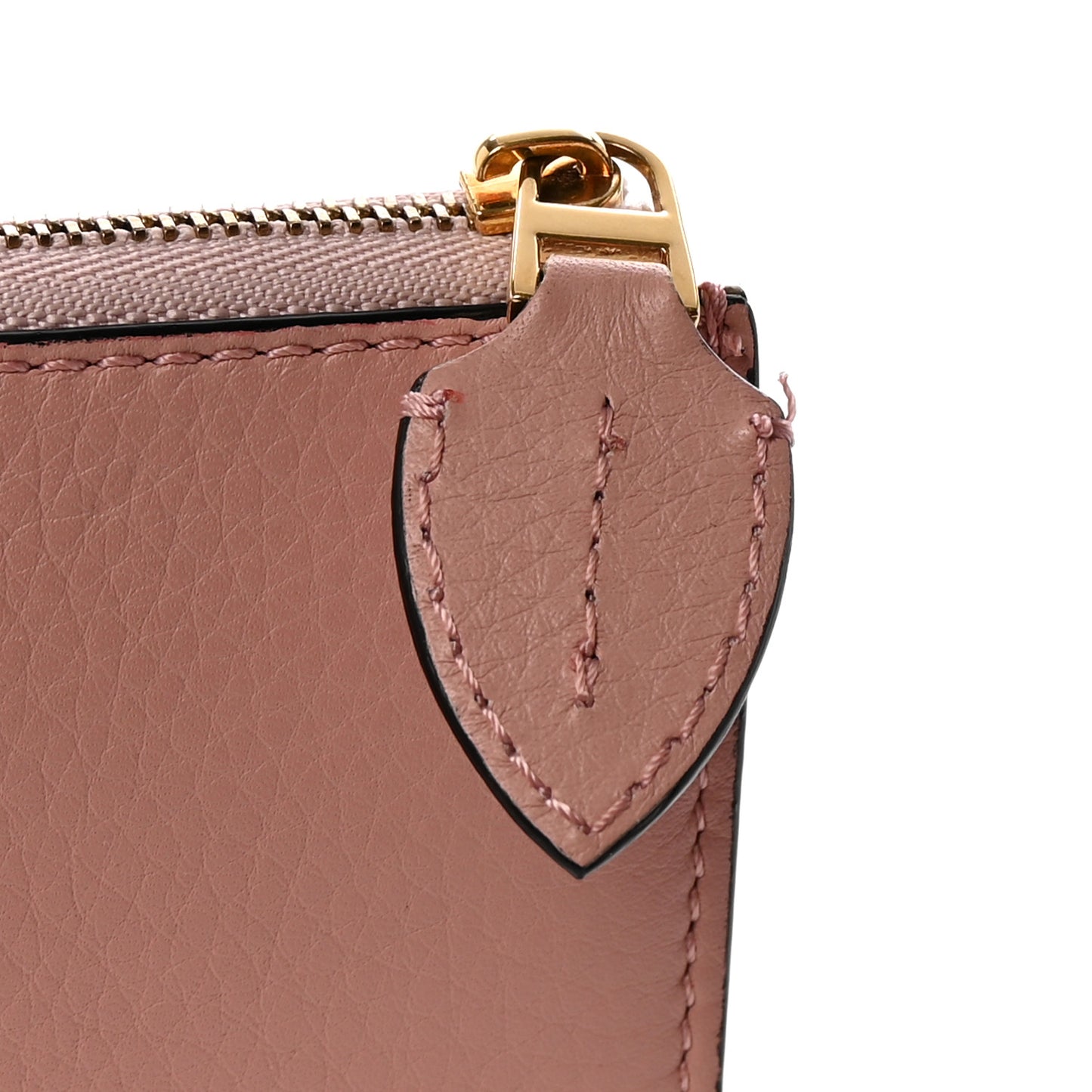 Grainy Calfskin Zip Around Wallet Pink