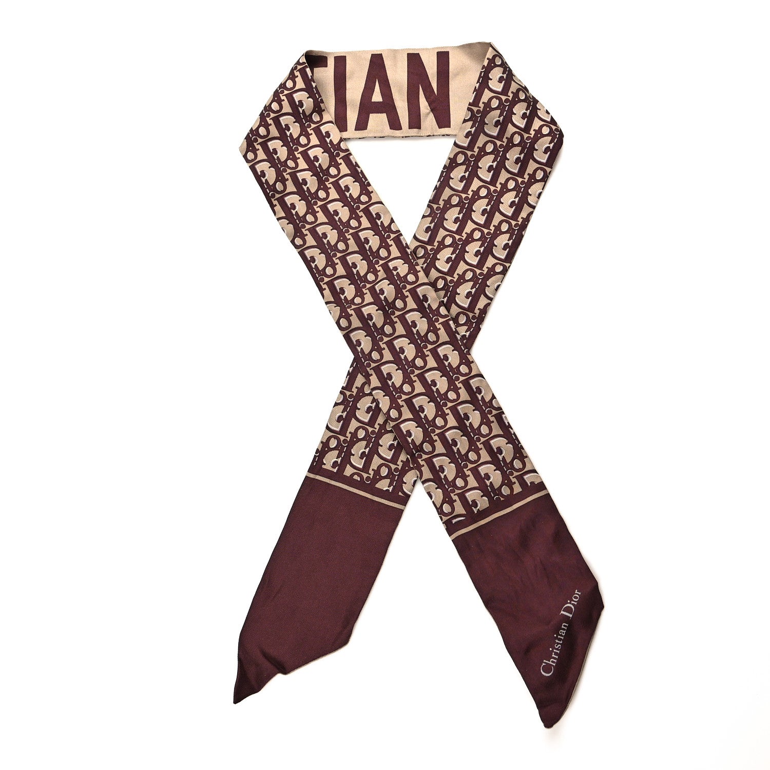 Christian Dior Silk Oblique Mitzah Scarf Bordeaux 1 of 4