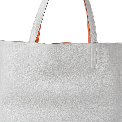 Hermes Taurillon Clemence Double Sens 36 Reversible Tote Gris Perle Orange 10 of 15