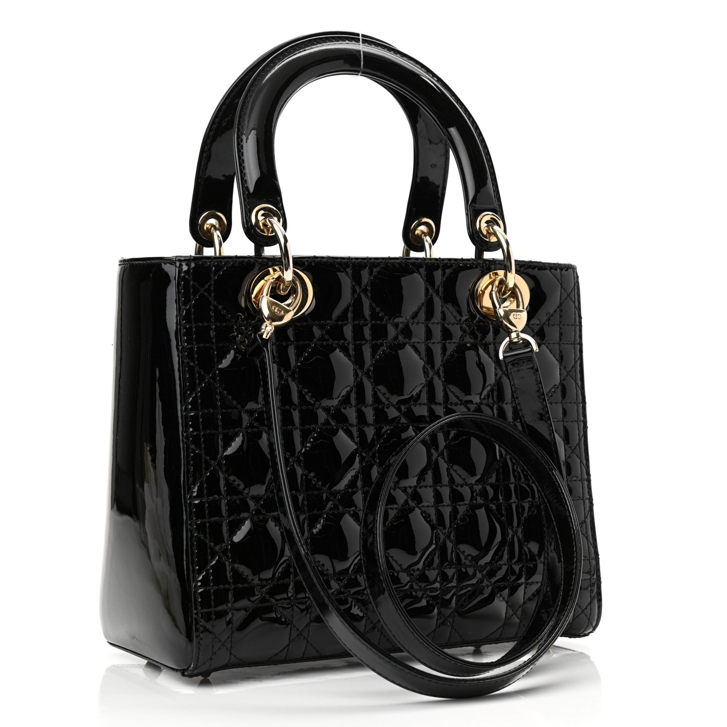 Patent Cannage Small Lady Dior Black