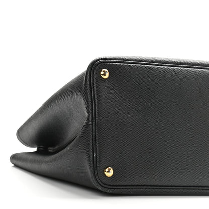 Prada Saffiano Cuir Medium Double Bag Black Fuoco 7 of 12