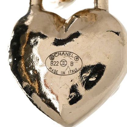 Chanel Metal CC Heart Turnlock Drop Earrings Gold 4 of 5