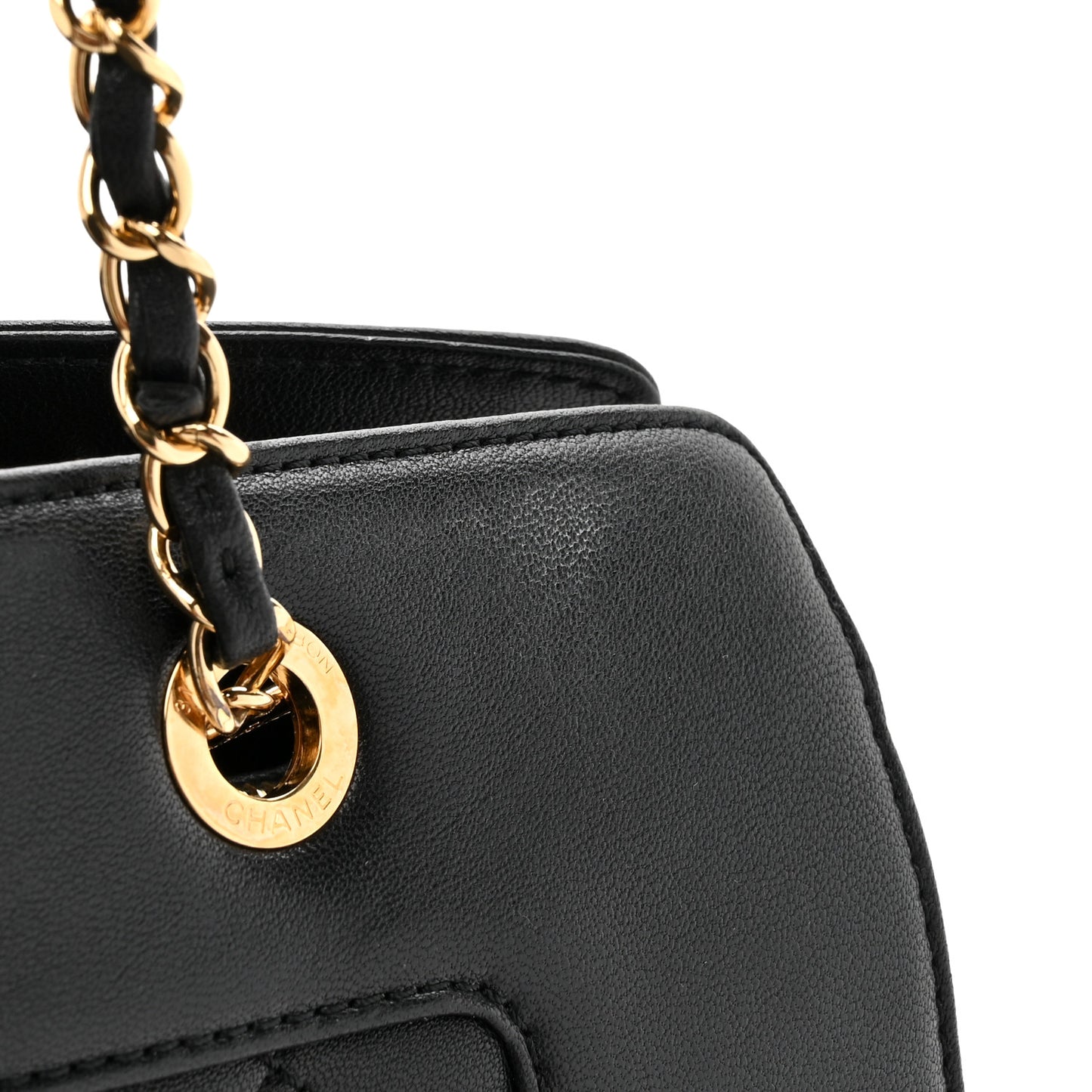 Sheepskin Quilted Mademoiselle Vintage Shopping Tote Black