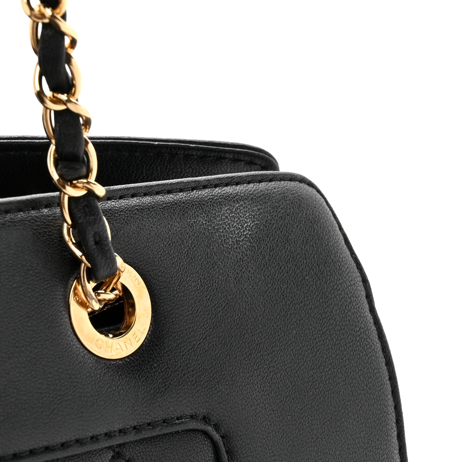 Chanel Sheepskin Quilted Mademoiselle Vintage Shopping Tote Black 12 of 17