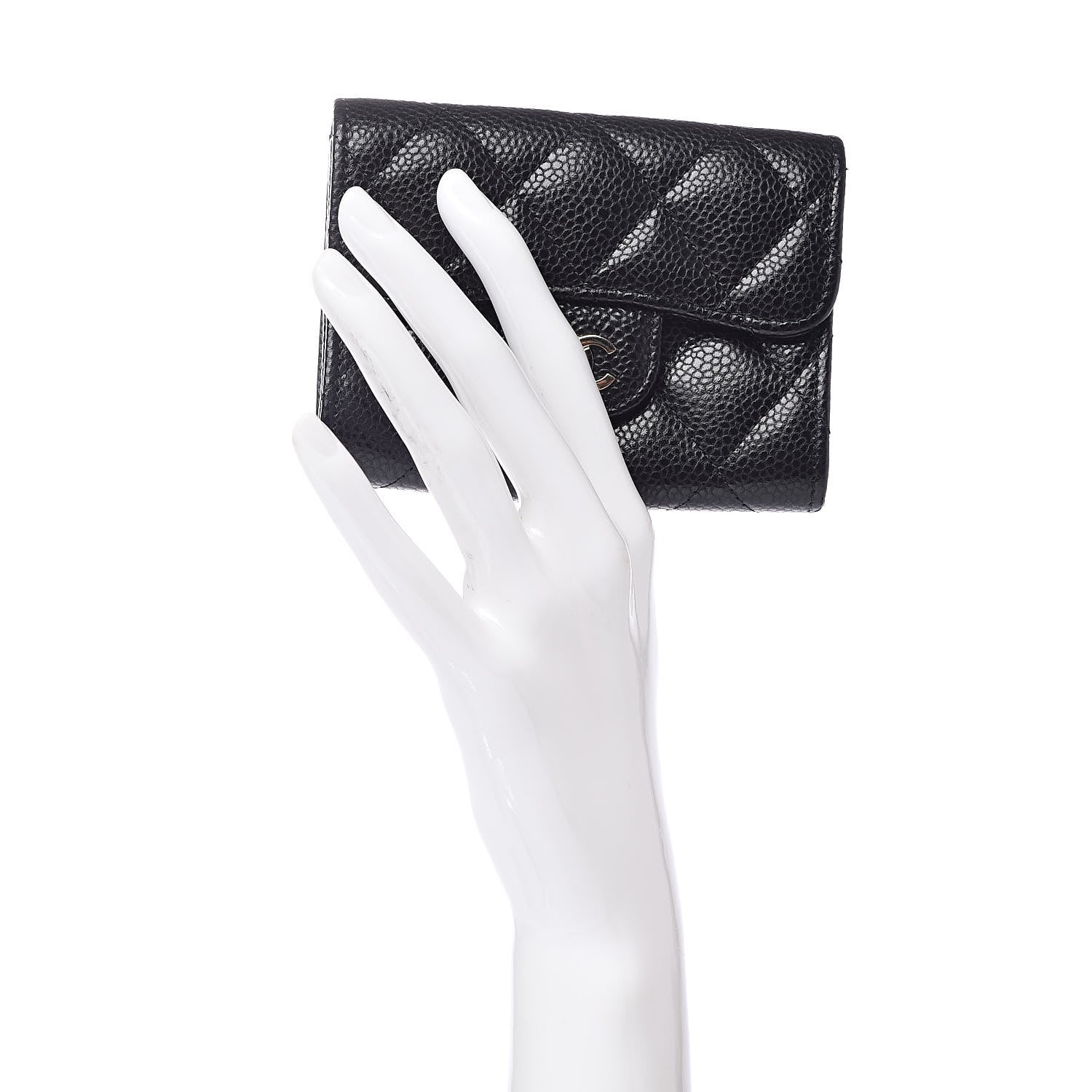 Chanel Caviar Quilted Flap Card Holder Wallet Black 2 of 9