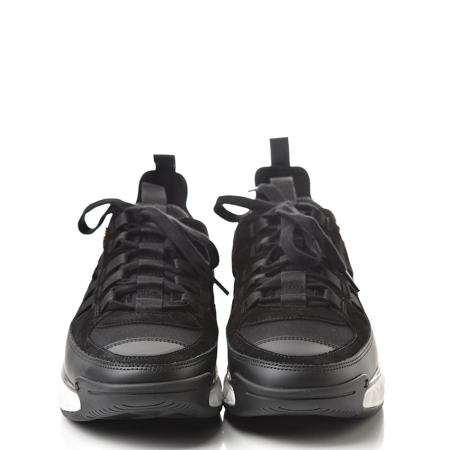 Fabric Calfskin Suede CC Sneakers 40 Black