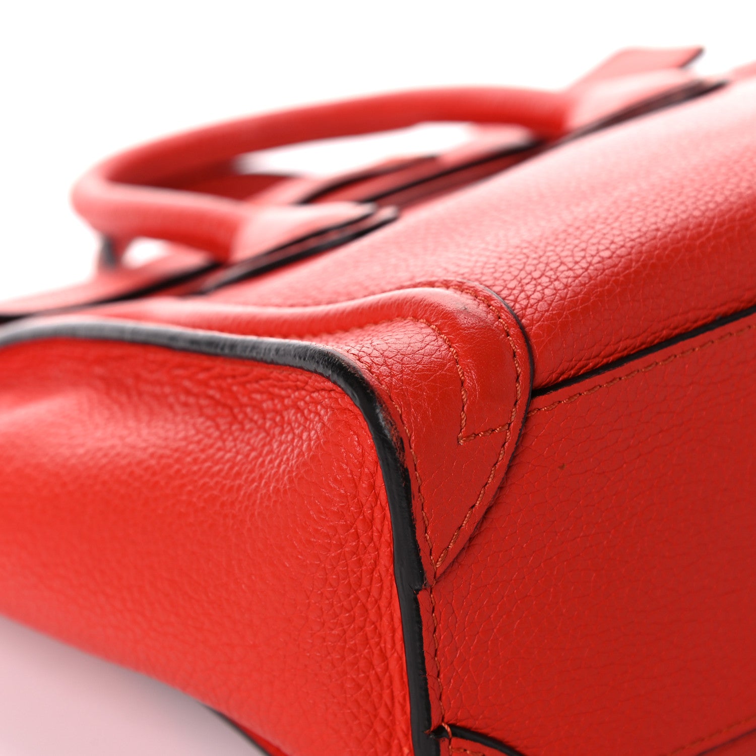 Celine Drummed Calfskin Nano Luggage Vermillion 13 of 25