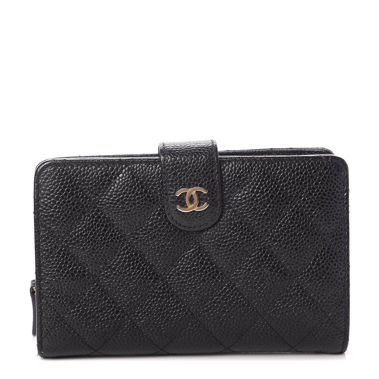 Caviar Quilted Zipped Pocket Wallet Black