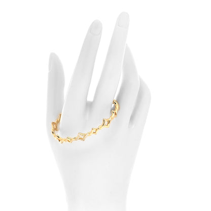 David Yurman 18K Yellow Gold Diamond Venetian Quatrefoil Single Row Cuff Bracelet 2 of 4
