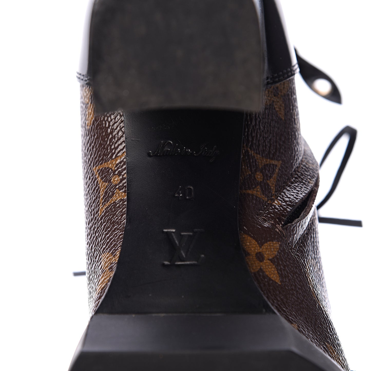Patent Calfskin Monogram Star Trail Ankle Boots 40 Black