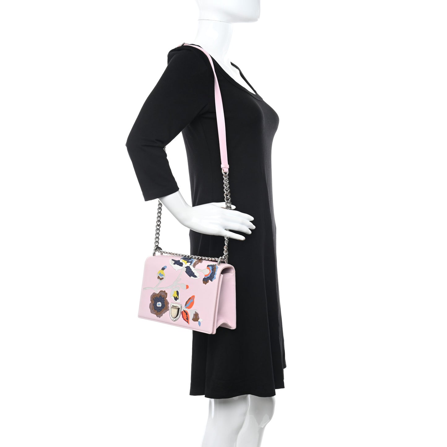 Lambskin Paradise Diorama Flap Bag Pink Multicolor